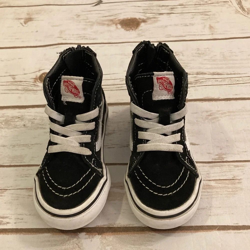 Vans Toddler Boy Black Suede Hightop Back Zipper Sneaker Size 7